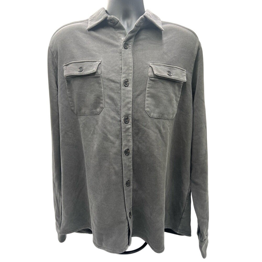 Old Ranch Brands Mens Grey Organic Cotton Button Down Shirt L Long Sleeve Rugged